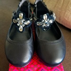 Tory Burch Minnie embellished black ballet flat, 7.5